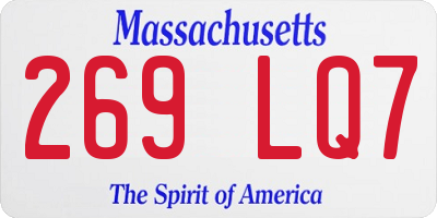 MA license plate 269LQ7