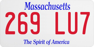 MA license plate 269LU7