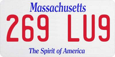 MA license plate 269LU9
