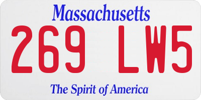 MA license plate 269LW5