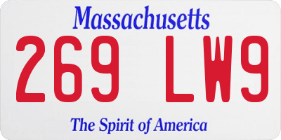 MA license plate 269LW9
