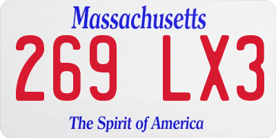 MA license plate 269LX3