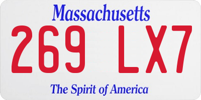 MA license plate 269LX7