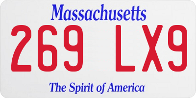 MA license plate 269LX9