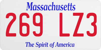 MA license plate 269LZ3