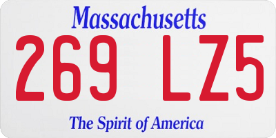 MA license plate 269LZ5