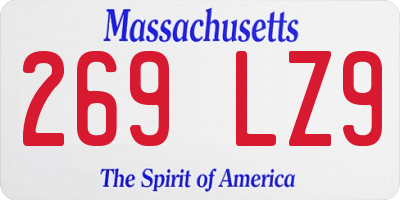 MA license plate 269LZ9