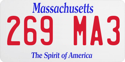 MA license plate 269MA3