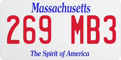 MA license plate 269MB3