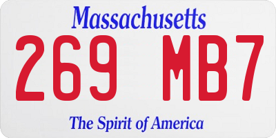 MA license plate 269MB7