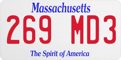 MA license plate 269MD3