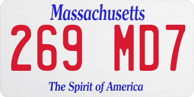 MA license plate 269MD7