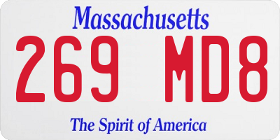 MA license plate 269MD8