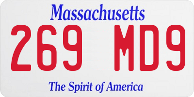 MA license plate 269MD9