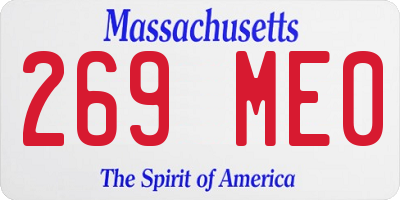 MA license plate 269ME0