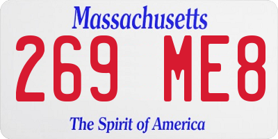 MA license plate 269ME8