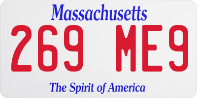 MA license plate 269ME9
