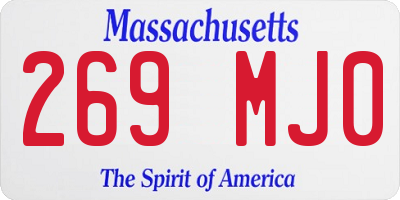 MA license plate 269MJ0