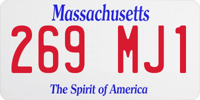 MA license plate 269MJ1