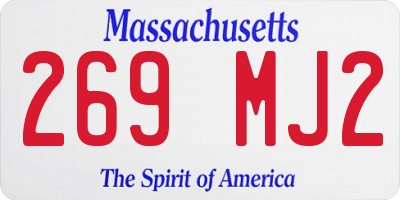 MA license plate 269MJ2