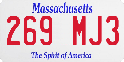 MA license plate 269MJ3