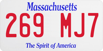 MA license plate 269MJ7