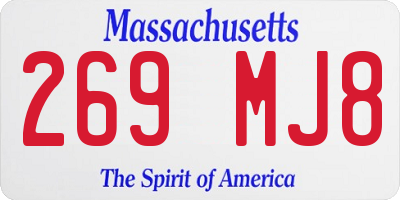 MA license plate 269MJ8
