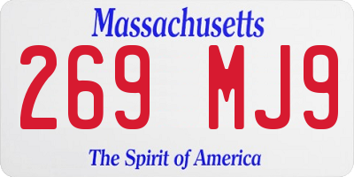 MA license plate 269MJ9