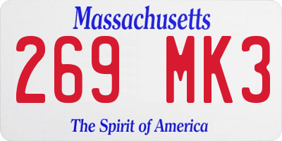 MA license plate 269MK3