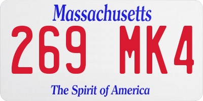 MA license plate 269MK4