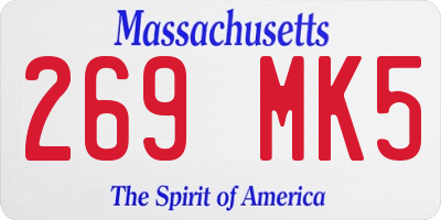 MA license plate 269MK5