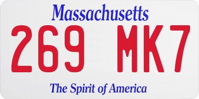MA license plate 269MK7