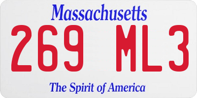 MA license plate 269ML3