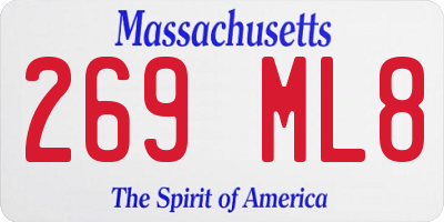MA license plate 269ML8