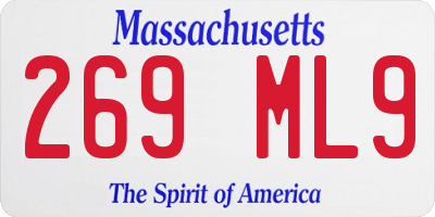 MA license plate 269ML9