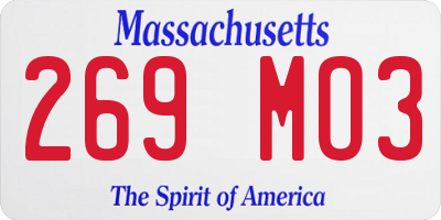 MA license plate 269MO3
