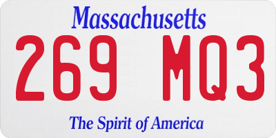 MA license plate 269MQ3