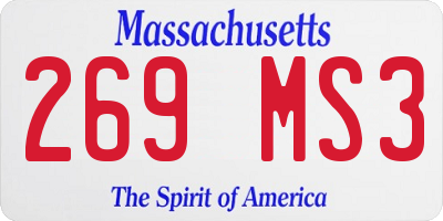 MA license plate 269MS3