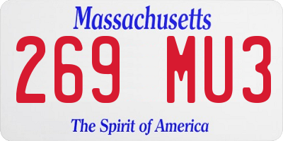 MA license plate 269MU3