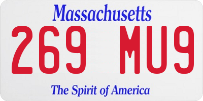 MA license plate 269MU9