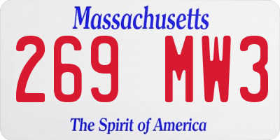MA license plate 269MW3