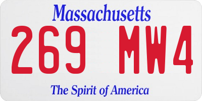 MA license plate 269MW4