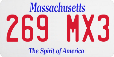 MA license plate 269MX3