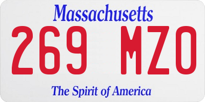 MA license plate 269MZ0