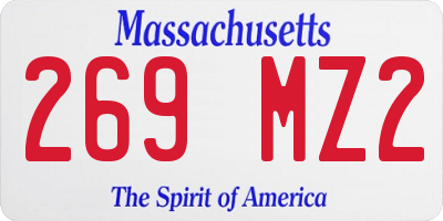 MA license plate 269MZ2