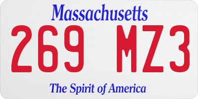 MA license plate 269MZ3