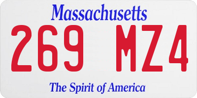 MA license plate 269MZ4