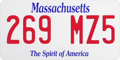 MA license plate 269MZ5