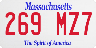 MA license plate 269MZ7