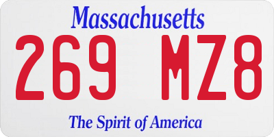 MA license plate 269MZ8
